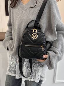 时尚休闲新款经典女士双肩包小容量两用皮革牛津手提包