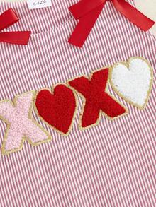 Baby Girl Valentine's Day Dress Sleeveless Bow Front Heart Embroidered Tank Dress Toddler Casual Dress