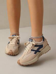 女士户外休闲运动鞋，适合四季通勤，防滑、防臭、透气舒适，系带设计方便穿脱。 - 卡其 - 查看 6