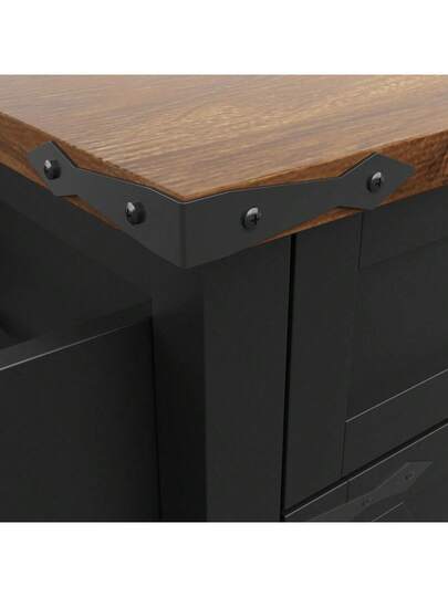 Kitchen Isl Serving Cart Countertop, Cabinet, Trolley, Food Four Doors Two Drawers, Wood Finish view 5