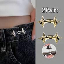1/2/3/4 Pairs Luxury Adjustable Waist Cincher, Star Shaped Waist Tightener, Fashionable Waist Buckle For Jeans - Multicolor - View 21