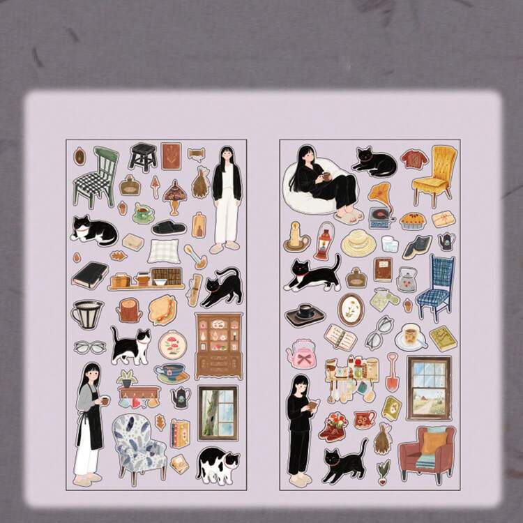 2张自然主题贴纸，星空图案，创意人物及生活方式图案，适用于剪贴簿、手账装饰、DIY手工、剪贴簿用品、趣味贴纸、笔记本电脑贴纸、Kindle手机贴纸 - 彩色 - 查看 16