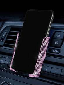 1pc Rhinestone Decor Plastic Car Phone Holder - Pink - View 13