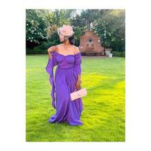 Vestido de disfraz medieval y renacentista, vestidos de época victoriana y regencia para mujeres - Grande / Extragrande + Morado - Ver 4