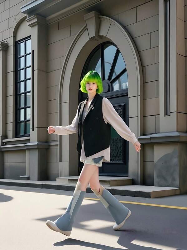 Perruque courte droite Bobo verte dégradée à la mode européenne et américaine avec frange, perruque synthétique pour toute la tête