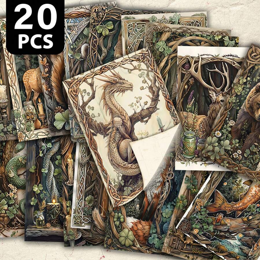 20 بطاقة بريدية مجموعة حيوانات الغابة العتيقة، بطاقات تهنئة مكتوبة باليد، رسومات مرسومة باليد، هدايا عيد الميلاد، دب، غزال، أرنب، سنجاب، ثعلب، ثعبان، سمكة، ، تنين، بطاقات زخرفية رجعية، عيد ميلاد، شكر، ملاحظات، قرطاسية طلاب، بطاقات بريدية إبداعية، ذات موضوع الطبيعة، مجموعة بطاقات بتصميم حدود رجعي - أطقم - مشاهدة 1