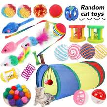 Conjunto de 21 peças de brinquedos aleatórios para gatos, incluindo diversos sinos de plástico e bolas coloridas. O conjunto contém 1 túnel para gatos, ideal para brincadeiras dentro de casa. Um presente perfeito para gatos e amantes de gatos, seja para o Natal ou outras ocasiões especiais. - Multicolorido - Ver 8