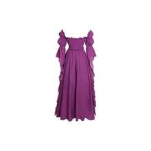 Vestido de disfraz medieval y renacentista, vestidos de época victoriana y regencia para mujeres - Talla XXG / XXXG + Color ciruela - Ver 3