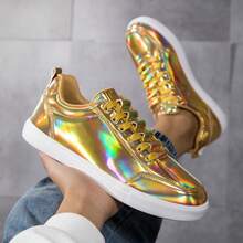 Men's Comfortable & Durable Sports Shoes, Men's Formal Shoes With Glossy Design For Fashion & Daily Wear, Men's Versatile Casual Shoes - Gold - View 13