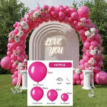147 Pieces (1 Set) Of Rose Red Party Decoration Balloons Of Different Sizes, Balloon Garland Arch Set, Unique Exploding Star Shaped Balloons, DIY Balloon Tree, Balloon Arch, Birthday, Wedding, Valentine's Day, Holiday Party Decoration, Christmas And New Year Decoration, Wedding Balloon Bouquet, Balloon Set - Multicolor - View 9