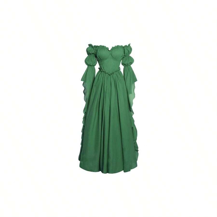 Medieval Renaissance Costume Dress Regency Dresses Women Victorian - XX-large / XXX-large + Green - View 1