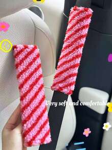 2pcs Car Seat Belt Shoulder Pads, Dopamine Lamb Wool Protective Covers, Car Decor Accessories