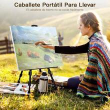 Caballete de Artista con Pals y Bolsa de Recoleccin y Paleta, Caballetes de Dibujo Porttil con Altura Ajustable de 21 a 62 pulgadas, Para Dibujo, Mesa/Piso, Marco de Exhibicin - inicial - Ver 6