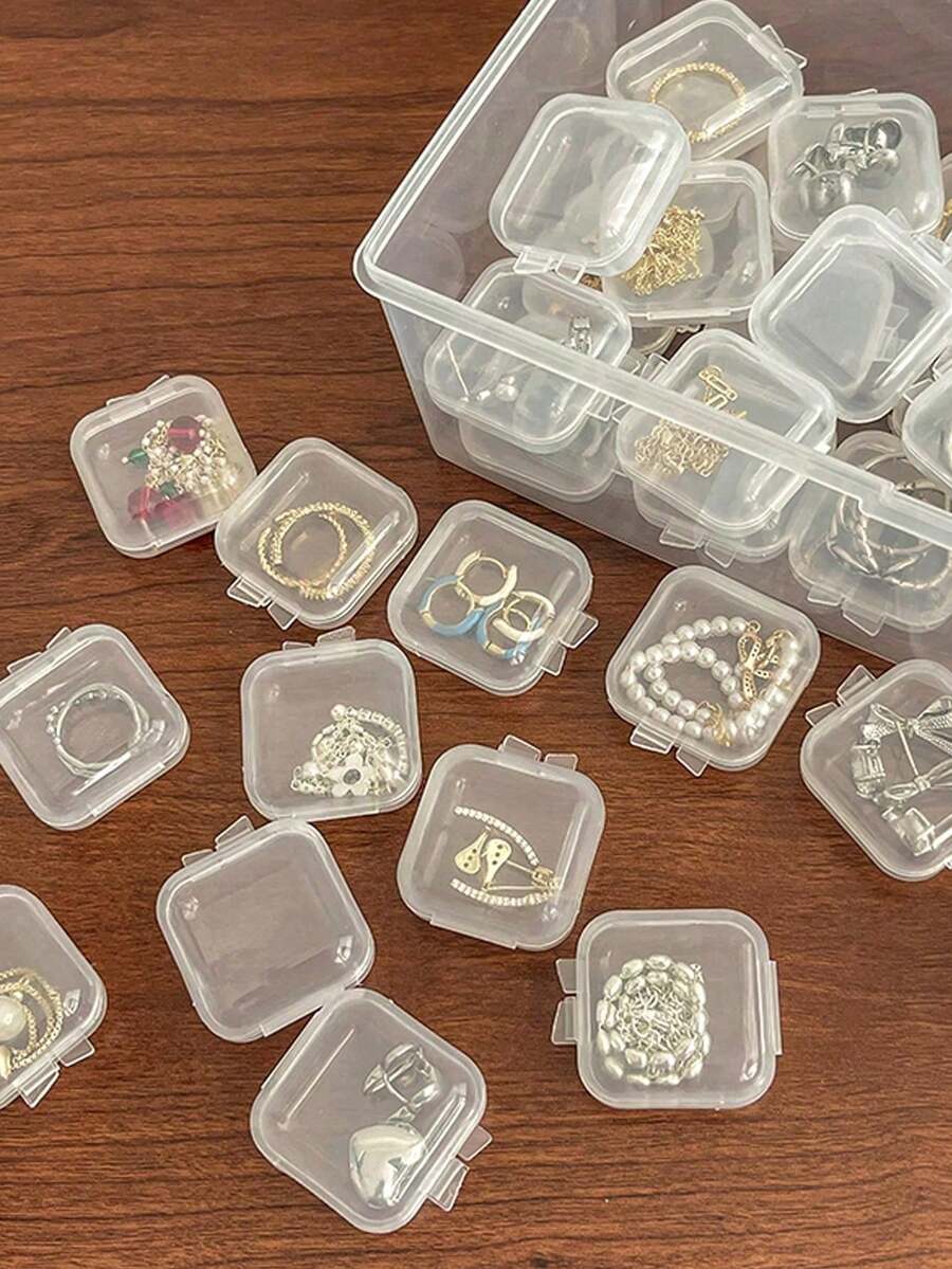 50個透明珠寶盒,迷你多功能便攜透明珠寶收納盒,情人節禮物,女性收納盒,旅行必需品,返校禮物 - 彩色 - 查看 1
