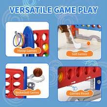 Ubravoo 4 In A Row Game, Connect 4 Game, 4-To-Score Giant 4 Connect In A Row Game With 81-89CM Three-Level Adjustable Height, Indoor&Outdoor Floor Playset Fuc For All Occasions - Red/Blue - View 5