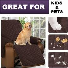 Sofa Slipcover Reversible Sofa Cover Water Resistant Couch Cover With Adjustable Straps Washable Couch Cover For Dogs Pets Recliner Brown Beige - Brown - View 6