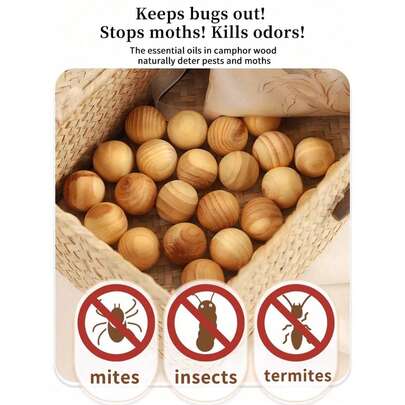 25/50/100个装樟木球，束口网袋包装，直径1.8厘米，防虫防蛀