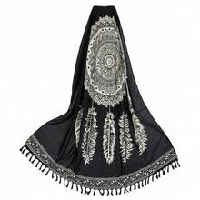 Beach Towel Divinities Summer Fashion Women's Park Pool Lotus Flower Plain Mandala - 5P黑色濾鏡 - 查看 2
