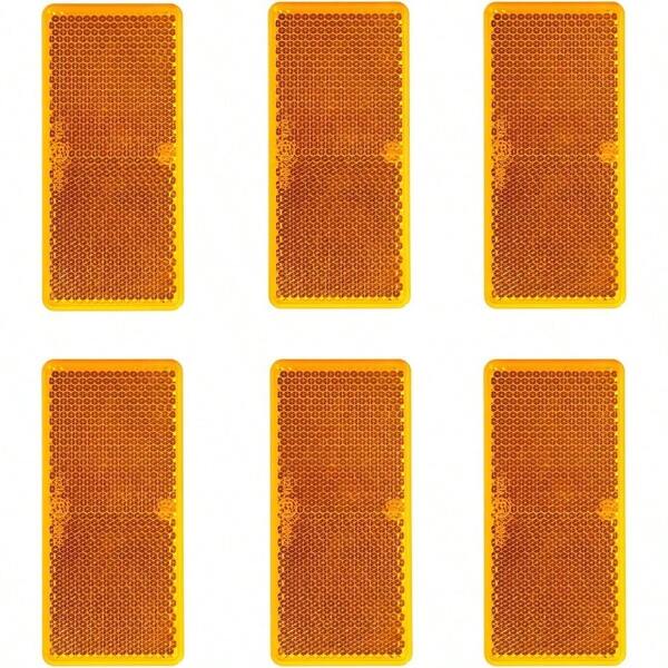 Self Adhesive Reflector6 Pack Rectangular Orange Side Reflector Trailer Size 94x44 Mm Cat Eye Amber Rear Reflectors Motorcycle Caravan Gate Post Fence