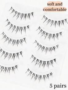 5 pares de pestañas postizas de estilo coreano con llama - Tallo transparente completo, estilo hada ultra fino, longitud de 6-12 mm, ligero y suave, cómodo y fácil de usar, efecto natural y hermoso, encanto de ojos brillantes en 3D, adecuado para salidas diarias, viajes y fiestas, maquillaje de escenario, ahorro de tiempo, adecuado para principiantes y reutilizable, regalo para novias, cumpleaños/Día de San Valentín/Navidad, pestañas nupciales hechas a mano, pestañas naturales, pestañas de extensión - Pestañas Spiky Manga - Ver 7
