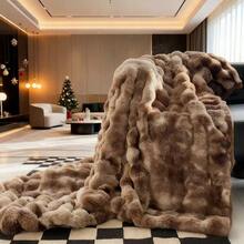 1pc Luxury Faux Mink Fur Plush Blanket, Thick Double-Layer Soft Fluffy Throw Blanket With Cloud-Like Feeling, Suitable For Home, Living Room, Bedroom, Sofa, Also Makes A Great Gift To Upgrade Home Living Quality