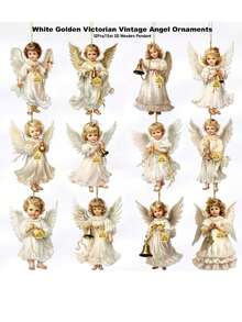 12 piezas de un lindo conjunto de decoración de angelitos, adecuado para decorar el hogar y las ventanas en fiestas tradicionales, perfecto para los adorables angelitos - Multicolor - Ver 10