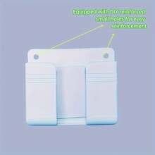 1pc Adhesive Phone Charging Holder, Multifunctional Wall Mount Bathroom Organizer, Slouchy Bedside Phone Stand, Wall-Mounted Phone Charging Box Holder, Adhesive Remote Control Holder, No Drilling Required - Multicolor - View 12