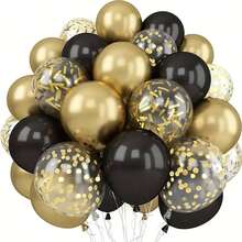 30pcs Gold Metal Balloons, White Latex Balloons, Gold Confetti Balloons, Suitable For Birthday, Wedding, Anniversary, Graduation Ceremony, Holiday Party Decoration, Halloween Decoration, Christmas Decoration, Indoor And Outdoor Decoration - Multicolor - View 5