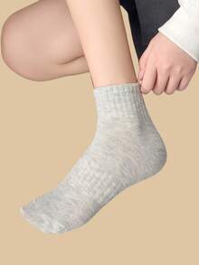 1/6/8/10 Pairs Black & Gray Pattern Unisex Couple Sports Socks, Short Socks, Spring/Summer Holiday Gift - Multicolor - View 5