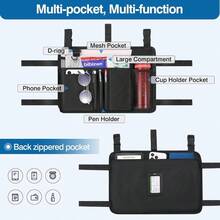 Walker Bag, Walker Basket with Cup Holder, Walker Accessories Seniors with Multiple Pockets and Zippered Compartment, Walker Storage Pouch Rolling Folding Walker, Black - inicial - Ver 4