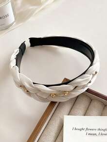 1pc Women's Woven Metallic Heart Chain Satin Headband, Elegant Design To Create Refined Hairstyles, Minimalist Luxe Style, Suitable For Daily Wear, Dates And All Seasons ,Hair Band ,Diadema ,Hair Hoop