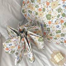 Umbrelă pliabilă compactă cu imprimeu floral galben și verde, la modă și minimalistă, strat negru pentru protecție solară și ploaie