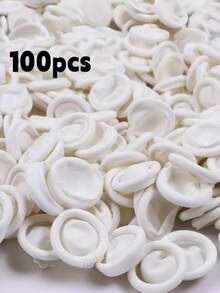 100pcs Disposable Latex Finger Cots, Powder-Free Beauty Tattoo Embroidery Finger Covers, Dust-Free Beige Rubber Anti-Static Finger Sleeves