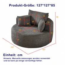 Chenille Foam Armchair, No Assembly Required, Modern And Fluffy Armchair For Living Room, Bedroom, Lounge And Reception Area - Grey + Chenille + 1 Seat - View 3