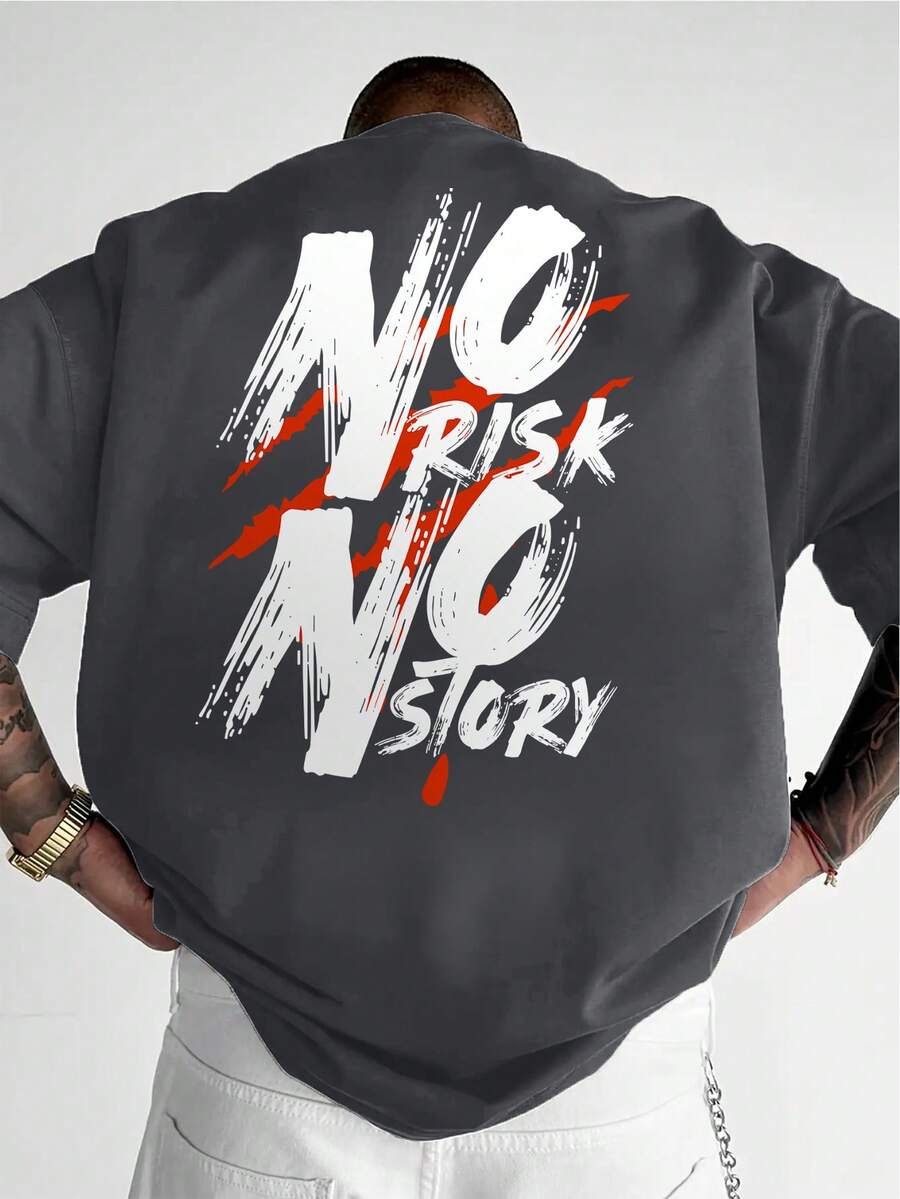 Camvyn Áo thun nam tay ngắn WHITE SHARK phong cách thường ngày, thời trang đường phố, in khẩu hiệu, vai rớt, rộng rãi, thoáng khí, thích hợp cho mùa hè. - Màu xám đen - Xem 1