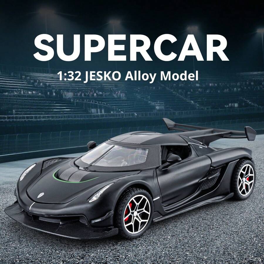 1pc 1/32 Scale JESKO Die-Cast Metal Car Model, Suitable For Children 3 Years And Above, Toy Sports Car, Alloy Body, Simulated Sound And Light Effects, Can Be Used As Birthday Gift For Boys - Multicolor - View 1
