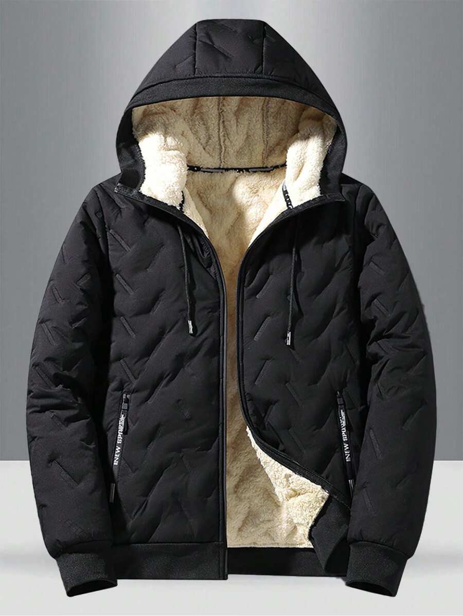 Teens' Hooded Padded Padded Coat With Quilted Workmanship, Faux Sherpa Lining, Zipper Pockets + Adjustable Drawstring Hood For Windproof Warmth