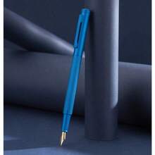 Asvine - Hong Dian Forest 1851 - Pluma estilográfica de punta media diseño clásico con convertidor y estuche de metal color celeste - Azul - Ver 8