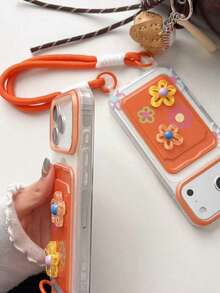 Ốp lưng điện thoại Ins Summer hình hoa cam 3D có giá đỡ thẻ tương thích với iPhone 16 Pro Max/15 Pro Max, New 11, 12, Creative 12, 11 chống rơi, Ốp lưng bảo vệ 14 Pro/13, Ốp lưng toàn diện cho nữ 17 Pro Max/17/Pro/17 Plus/17 - trái cam - Xem 4