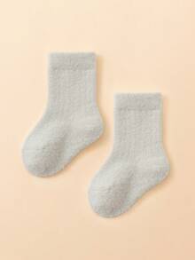 1 Pair Baby/Toddler Plush Socks, Soft Knitted Wool Socks In Multiple Colors, Unisex For Infants, Essential For Winter - Multicolor - View 13