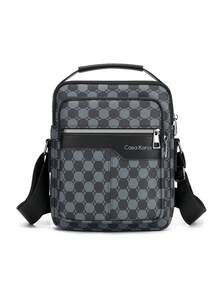 Borsa a tracolla casual impermeabile da uomo di colore unito, borsa a mano di stile verticale alla moda per il lavoro, borsa a tracolla compatta