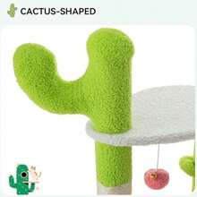 YITAHOME Tall Cat Tree Tower With Self-Grooming Brush, 60in Cute Cat Climbing Tower For Indoor Cats With Cat Condo, Top Perch, Basktet, Sisal Scratching Posts And Board, Dangling,Ball(Light Cactus 36 In Height) - Nhiều màu - Xem 8