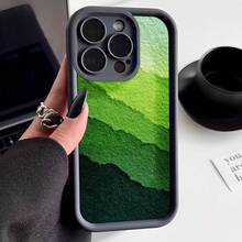 Cubierta de teléfono con borde negro y diseño degradado verde para iPhone 14 Pro Max con patrón de textura natural ideal para uso diario y estilo moderno - Burdeos - Ver 3