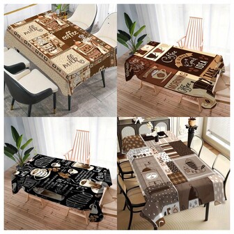 1 st bordsduk med kaffetryck, högkvalitativ bordsduk, slitstarkt och lättrengjort tyg, lämplig för inomhus-/utomhussammankomster, fester, bröllop, picknick, camping och köksdekor - heminredning, inomhus-/utomhusbruk, inflyttningspresent, oumbärlig för familje- och vännersammankomster, fläck- och vattenavvisande, tvättbar, lättskött, tillfällesduk, dekorativ bordsduk, köksdekor, matbordsdekor.