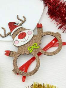 1 peça de armação de óculos feminina com pompom de árvore de Natal e strass, acessório divertido para festas e presilha de cabelo. - Multicolorido - Ver 16