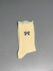 4 Pairs Women's Random Cute Bow & Ruffle JK Style Comfortable Versatile Mid-Calf Socks - Multicolor - View 8