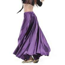 Satin Belly Dance Skirt, Circular Silhouette, Elegant Swaying Long Dress For Dancers - Multicolor - View 13