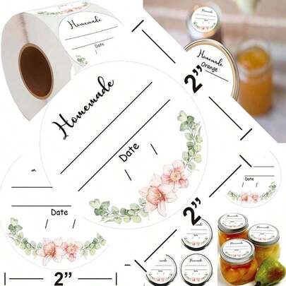 2 Inch Watercolor Greenery Stickers For Canning Jars - Date & Contents Labels With Lines (500 Pcs)