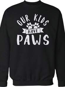 Our Kids Have Paws Crew Neck Sweatshirt, HOOD02709,Autumn/Winter Hoodie Autumn Set - 款式21 - 查看 1
