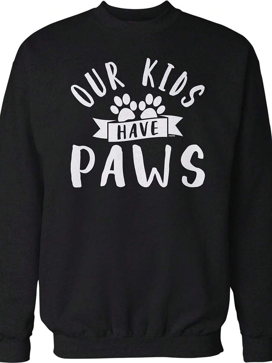 Our Kids Have Paws Crew Neck Sweatshirt, HOOD02709,Autumn/Winter Hoodie Autumn Set - 款式21 - 查看 1